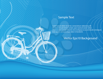 Royalty Free Clipart Image of a Blue Background With a Bicycle