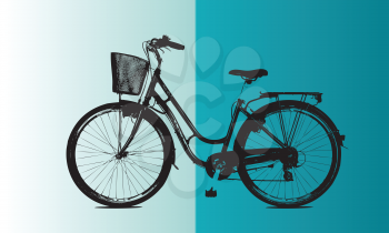 Royalty Free Clipart Image of a Bicycle on a Two-Toned Background
