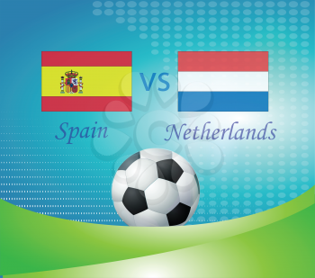 Royalty Free Clipart Image of Spain Vs Netherlands With a Soccer Ball