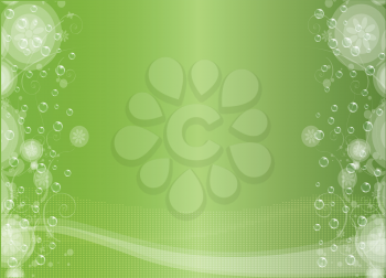 Royalty Free Clipart Image of an Abstract Green Background With Bubbles