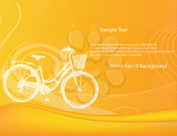 Royalty Free Clipart Image of a Gold Background With a Bicycle