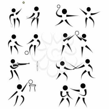 Royalty Free Clipart Image of a Set of Sport Silhouettes