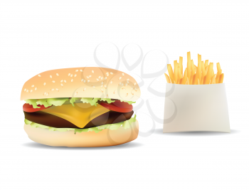 Royalty Free Clipart Image of a Fast Food Meal