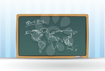 World-Map on School Table Vector Illustration 