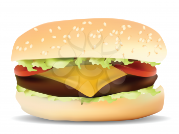Royalty Free Clipart Image of a Cheeseburger