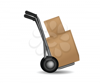 Royalty Free Clipart Image of a Hand Truck With Boxes 