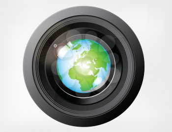Reflecting Globe on Camera Lens 