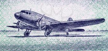 Royalty Free Photo of an Airplane on 2 fen 1953 banknote from China
