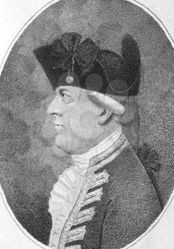 Royalty Free Photo of Alan Gardner, 1st Baron Gardner (1742-1809) on engraving from the 1800s. British Royal Navy officer and peer of the realm. Engraved by Pierson and published by J.Sewell.