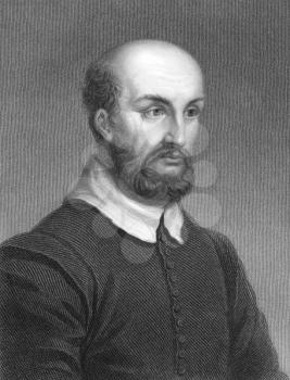 Royalty Free Photo of Andrea Palladio (1508-1580) on engraving from the 1800s. Italian Renaissance architect. Engraved by R.Woodman from a picture by Bigleoschi and published in London by Charles Knig