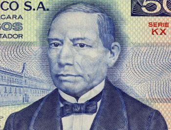 Royalty Free Photo of Benito Juarez on 50 Pesos 1981 Banknote from Mexico. 
First full blooded indigenous to become president of Mexico and to lead a country in the western hemisphere in over 300 yea