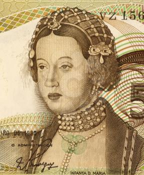 Royalty Free Photo of Dona Maria on 50 Escudos 1980 Banknote from Portugal. Queen of Portugal and the Algarves during 1777-1816.
