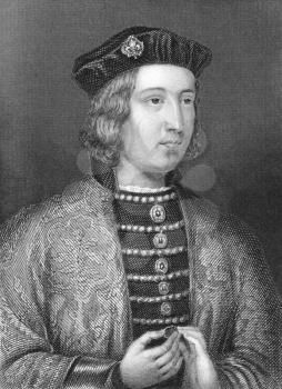 Royalty Free Photo of Edward IV (1442-1483) on engraving from the 1800s.
King of England during 4 March 1461 to 3 October 1470 and 11 April 1471 until his death