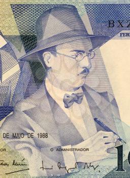 Royalty Free Photo of Fernando Pessoa (1888-1935) on 100 Escudos 1988 Banknote from Portugal. Portuguese 
poet, writer, literary critic
and translator.
