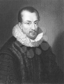 Royalty Free Photo of Jacques Auguste de Thou (1553-1617) on engraving from the 1800s. French historian. Engraved by W.Holl from a picture by Ferdinand and published in London by Charles Knight, Ludga