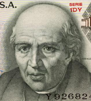 Royalty Free Photo of Miguel Hidalgo y Costilla on 10 Pesos 1975 Banknote from Mexico. Priest and leader of the Mexican war of independence. Also known as ''father of the nation''.