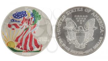 Royalty Free Photo of a Painted Walking Liberty silver dollar 2000