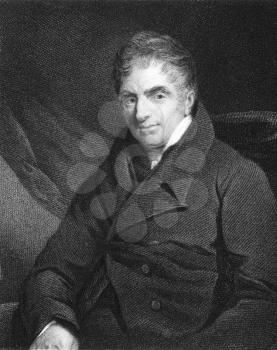 Royalty Free Photo of Reverend William Holwell Carr (1758-1830) on engraving from the 1800s. Clergyman with a rich benefice in Cornwall who delegated his pastoral duties and devoted his life to art. E