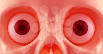 Royalty Free Photo of a Closeup of Red Skeleton Eyes
