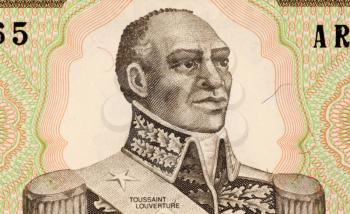 Royalty Free Photo of Toussaint Louverture on 1 Gourde 1989 Banknote from Haiti. Leader of the Haitian revolution. 