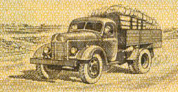 Royalty Free Photo of a Truck on 1 Fen 1953 Banknote from China