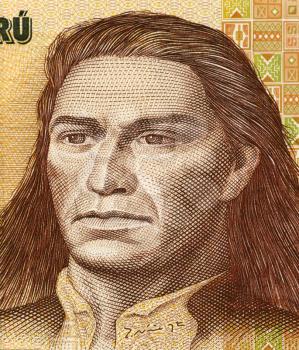 Royalty Free Photo of Tupac Amaru II on 500 Intis 1987 Banknote from Peru. Leader of the indigenous uprising in 1780 against the Spanish occupation.