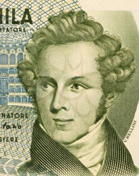 Royalty Free Photo of Vincenzo Bellini (1801-1835) on 5000 Lire 1985 Banknote from Italy. Italian opera composer.
