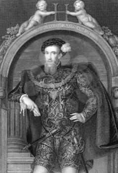 Henry Howard, Earl of Surrey, KG, Earl Marshal (1517-1547) on engraving from 1838. English aristocrat, and one of the founders of English Renaissance poetry. Engraved by J.Cochran and publised by J.F.