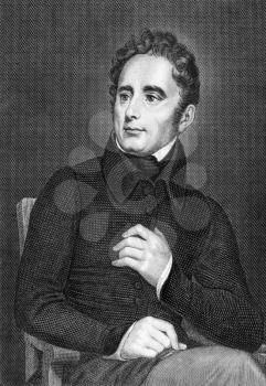 Alphonse de Lamartine (1790-1869) on engraving from 1859. French writer, poet and politician. Engraved by Kuhner and published in Meyers Konversations-Lexikon, Germany,1859.