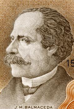 Jose Manuel Balmaceda (1840-1891) on 10 Escudos 1967 Banknote from Chile. 11th President of Chile during 1886-1891.