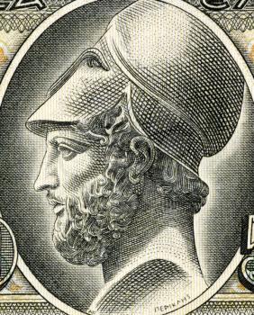Pericles (495– 429 BC) on 50 Drachmai 1955 Banknote from Greece. Most prominent and influential Greek statesman, orator and general of Athens during the Golden Age.