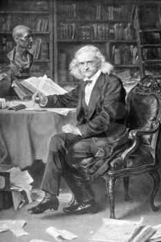 Theodor Mommsen (1817-1903) on antique print from 1898. German classical scholar, historian, jurist, journalist, politician, archaeologist and writer. After L.Knaus and published in the 19th century i