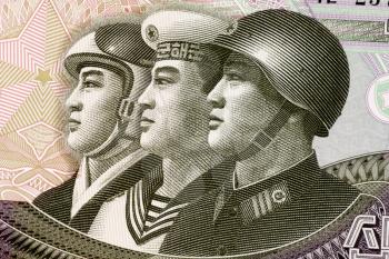 Armed Forces on 10 Won 2002 Banknote from North Korea.