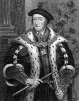 Thomas Howard, 3rd Duke of Norfolk (1781-1859) on engraving from 1830.  Tudor politician. Engraved by E.Scriven and published in ''Portraits of Illustrious Personages of Great Britain'',UK,1830.