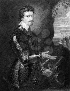 Thomas Wentworth, 1st Earl of Strafford (1593-1641) on engraving from 1829. English statesman and a major figure in the period leading up to the English Civil War. Engraved by H.Robinson and published