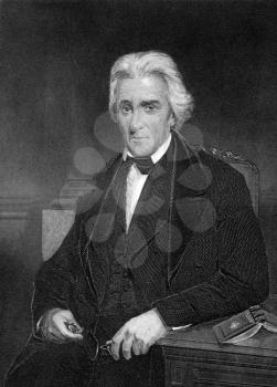 Andrew Jackson (1767-1845) on engraving from 1873. 7th President of the United States during 1829–1837. Engraved by unknown artist and published in ''Portrait Gallery of Eminent Men and Women with B