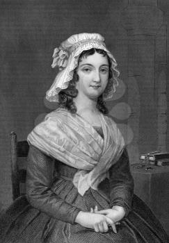 Charlotte Corday (1768-1793) on engraving from 1873. Engraved by unknown artist and published in ''Portrait Gallery of Eminent Men and Women with Biographies'',USA,1873.