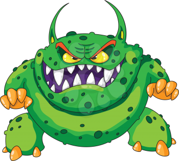 Royalty Free Clipart Image of a Green Monster