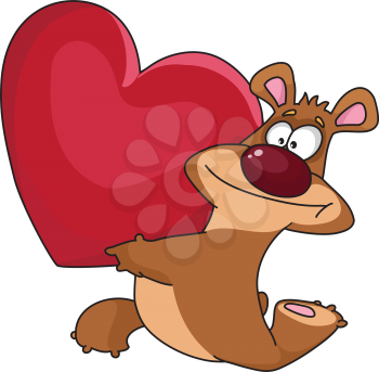 Royalty Free Clipart Image of a Bear With a Heart