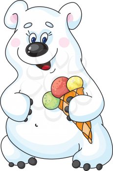 Royalty Free Clipart Image of a Bear With an Ice-Cream Cone