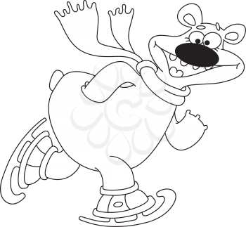 Royalty Free Clipart Image of a Bear on Skates