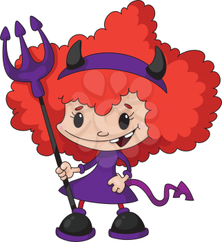 Royalty Free Clipart Image of a Little Devil Girl