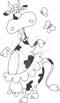 Royalty Free Clipart Image of a Dancing Holstein Cow