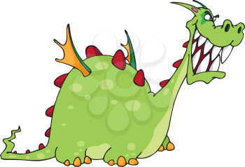 Royalty Free Clipart Image of a Green Dragon
