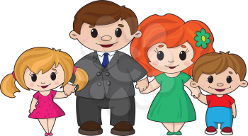 Royalty Free Clipart Image of a Happy Family Holding Hands