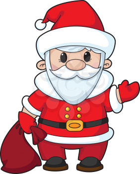 Royalty Free Clipart Image of Santa Carrying His Bag of Toys