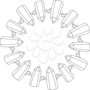 Royalty Free Clipart Image of a Circle of Pencil Crayons
