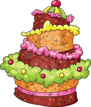 Royalty Free Clipart Image of a Decorated Layer Cake