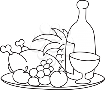 Royalty Free Clipart Image of a Tray of Food