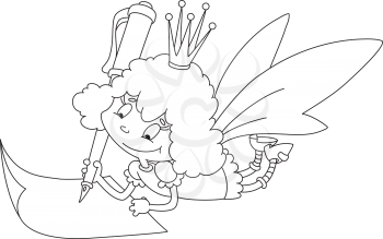 illustration of a fairy and реn outlined